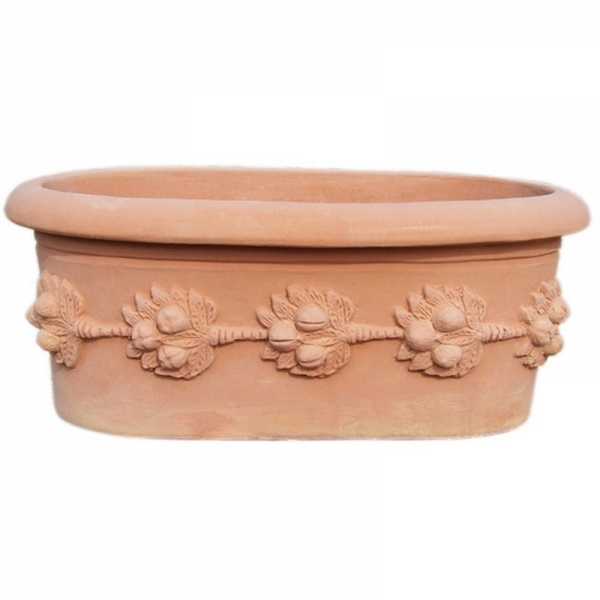 Ovaler Terracotta Topf mit Obstdekor - Vasca Con Frutta